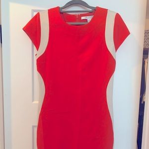Bright Coral and Ivory DVF shift dress Sz 6
